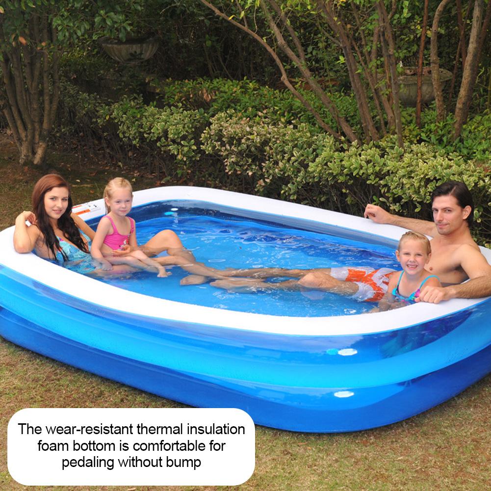 Kids Summer Outdoor Inflatable Swimming Pool Durable Pvc Rectangular Paddling Bathing Tub 110x128x155cm - 1