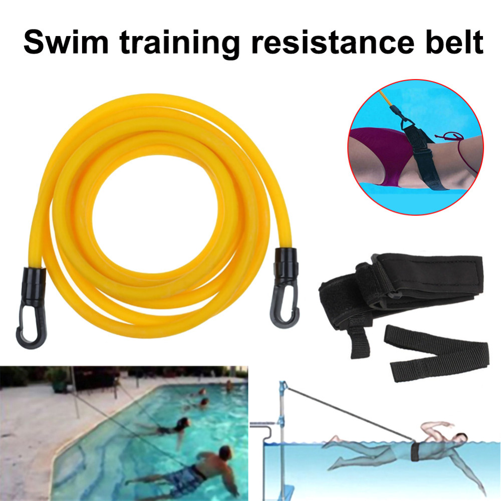 Adjustable Swimming Training Resistance Belt For Adults Kids Pool Safety Accessory With Mesh Pocket - 3