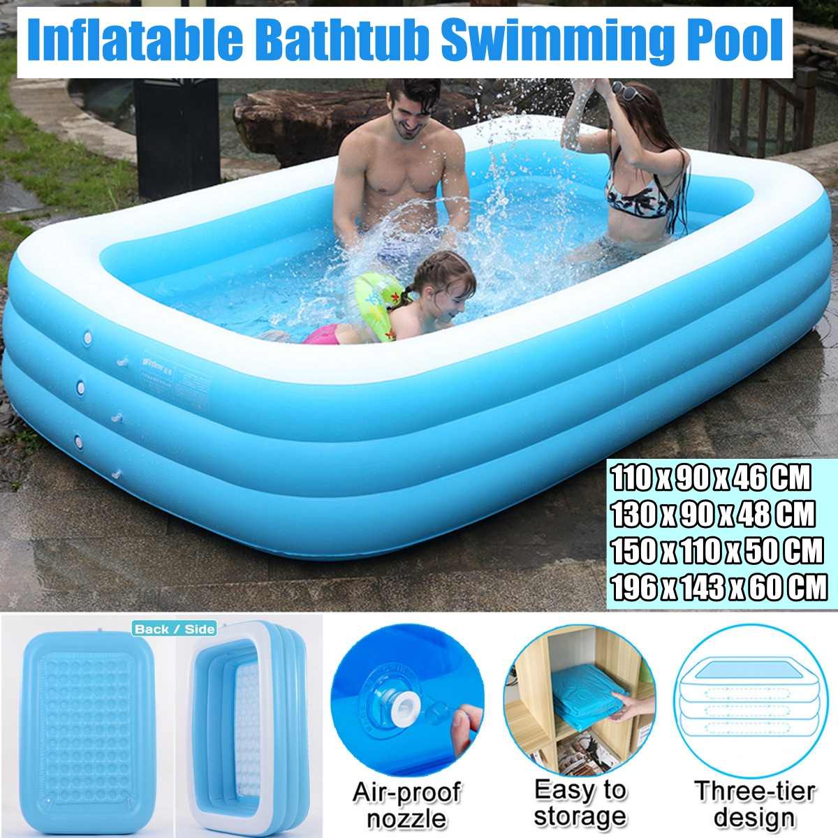 Deluxe Large Inflatable Swimming Pool For Adults And Kids Indooroutdoor Use Durable Thickened Bathing Tub 110cm305cm Size Options - 1