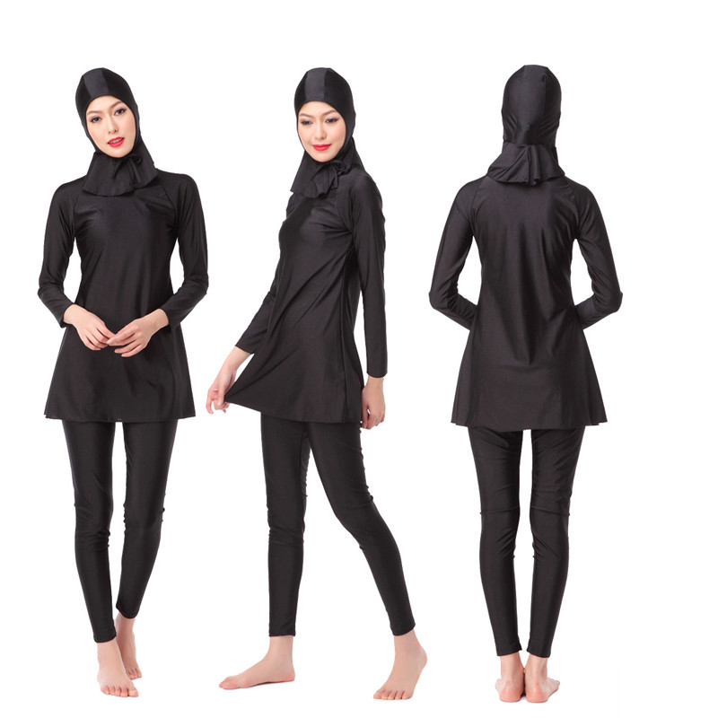 Yongsen Plus Size Modest Muslim Swimwear Womens Hijab Burkinis Full Coverage Bathing Suit For Beach Swimming - 2