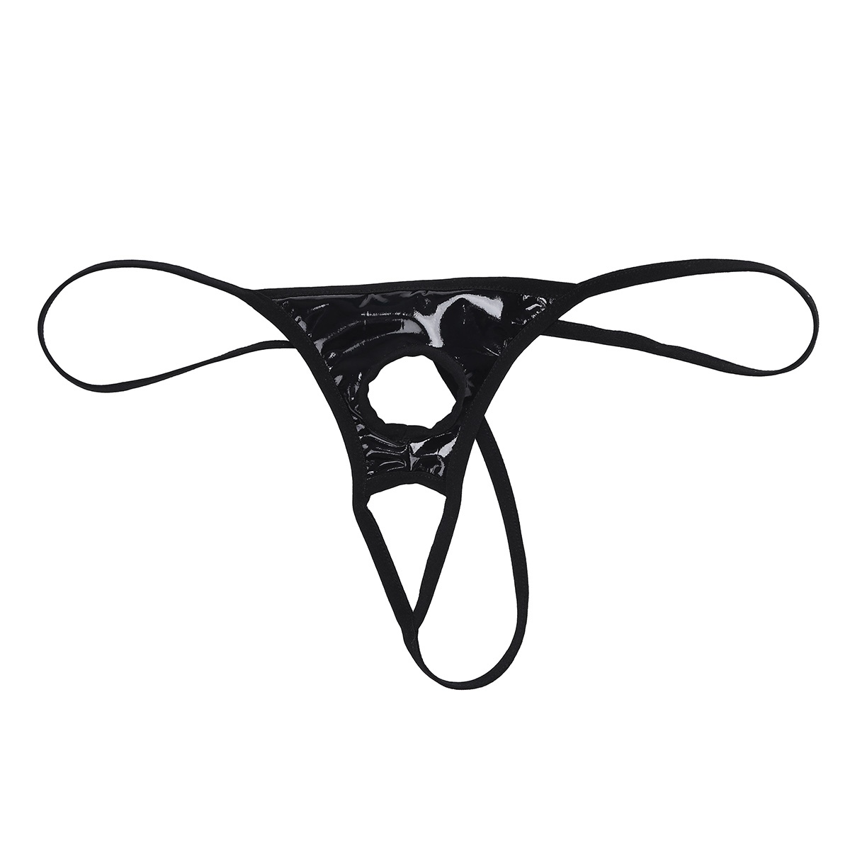 Mens Patent Leather Gstring Underwear Bikini Style Male Underpants With Comfortable Penis Holes - 5