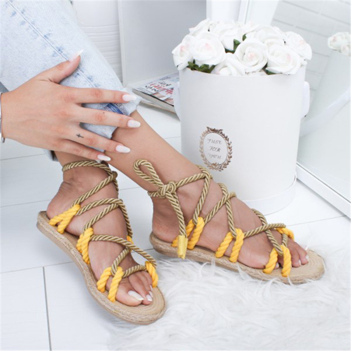 Womens Summer Gladiator Sandals Hemp Rope Crossstrap Comfortable Beach Footwear Ecofriendly Materials - 5