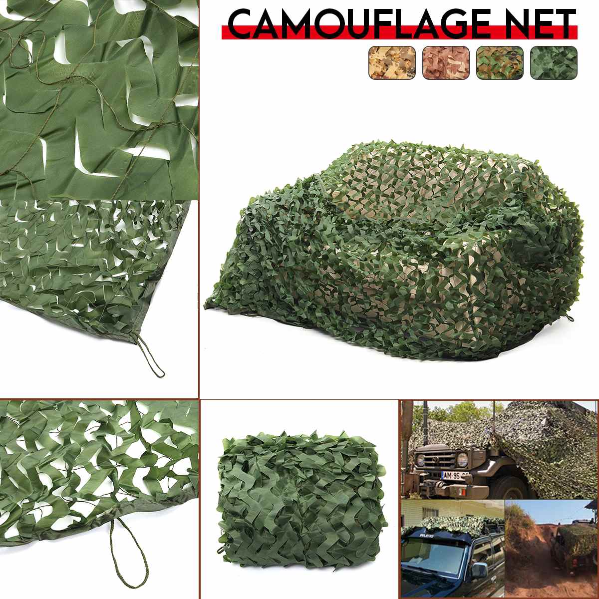 Army Green Camouflage Net 3x4m4x6m For Camping Hunting Shooting Fishing Sun Shelter And Hide Netting - 1