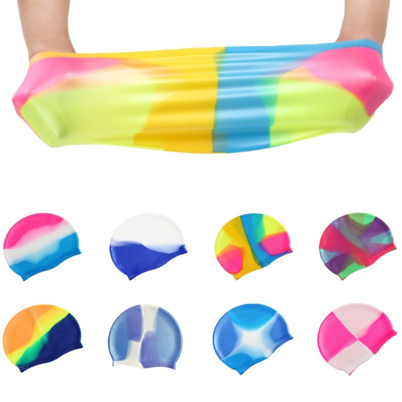 18 Colors Waterproof Silicone Rubber Children Swimming Cap Adult Men Women Swim Caps Hat Accessories