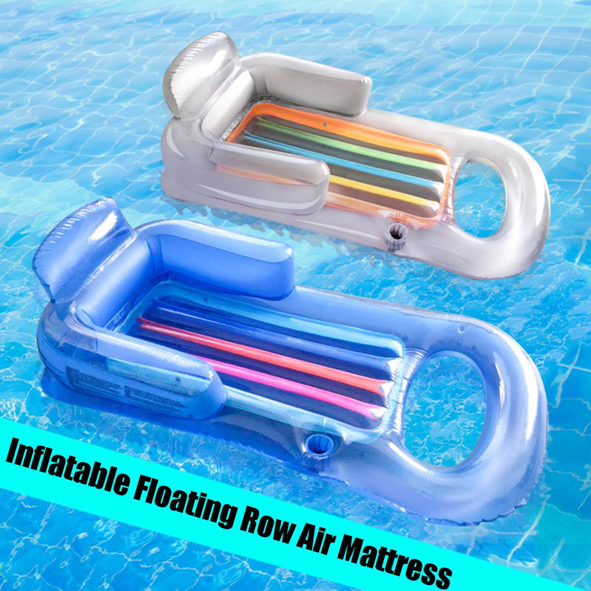 Inflatable Floating Air Mattress 161x84cm Beach Pool Float Lounge Water Sports Party Sleeping Bed Swimming Float Row - 1