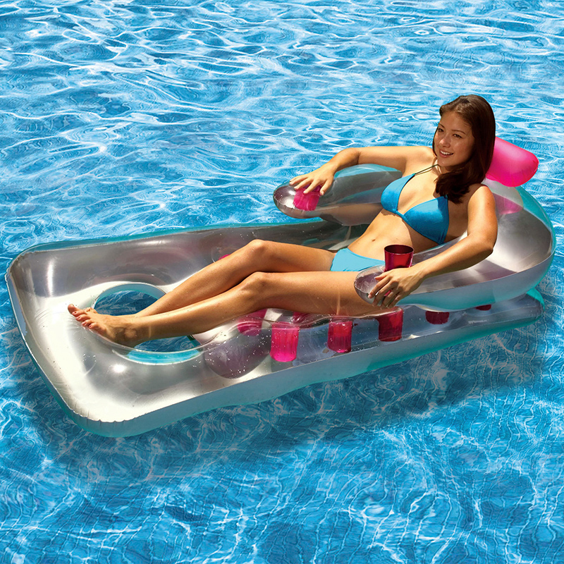 Summer Inflatable Float Air Mattress Swimming Pool Lounger With 18 Cup Holders For Relaxation And Comfort - 2