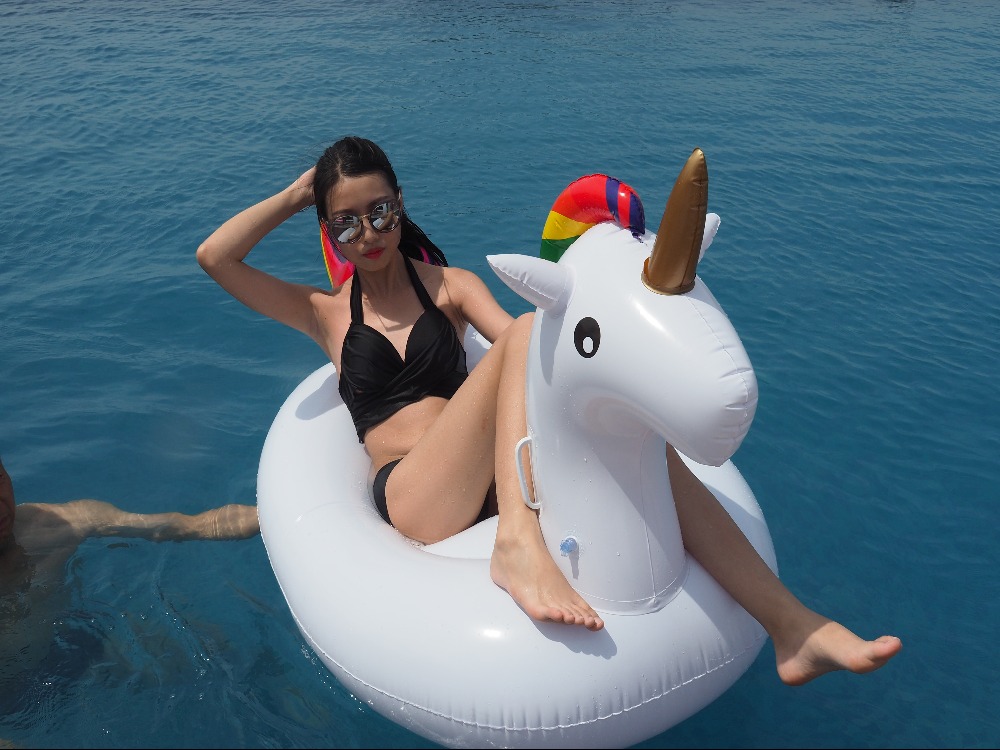 22 Style Giant Inflatable Unicorn Flamingo Pool Floats Rainbow Pineapple Child Adult Water Ring Air Mattress Toys - 26