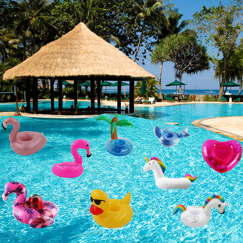 Inflatable Swan Flamingo Drink Holder Floating Pool Toy Water Coaster Air Mattress - 1