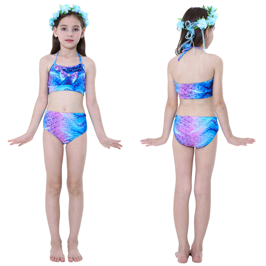 Girls Swimable Mermaid Tail Swimsuit With Diving Monofin Flipper Kids Bikini Swimwear - 55