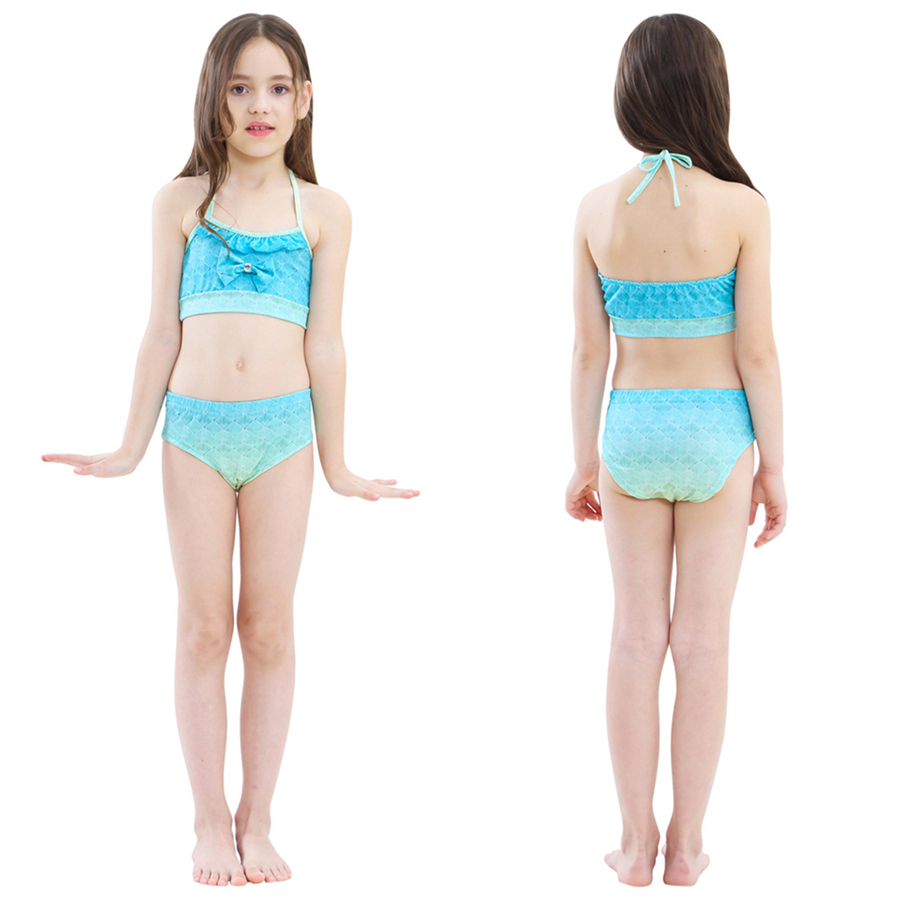 Girls Swimable Mermaid Tail Swimsuit With Diving Monofin Flipper Kids Bikini Swimwear - 41