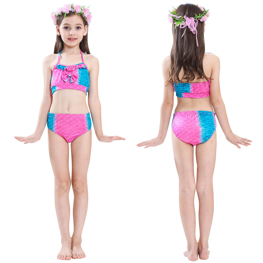 Girls Swimable Mermaid Tail Swimsuit With Diving Monofin Flipper Kids Bikini Swimwear - 37