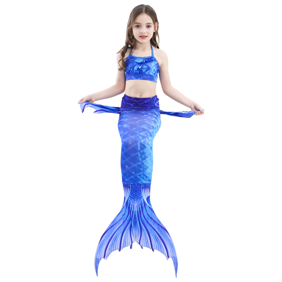 Girls Swimable Mermaid Tail Swimsuit With Diving Monofin Flipper Kids Bikini Swimwear - 26