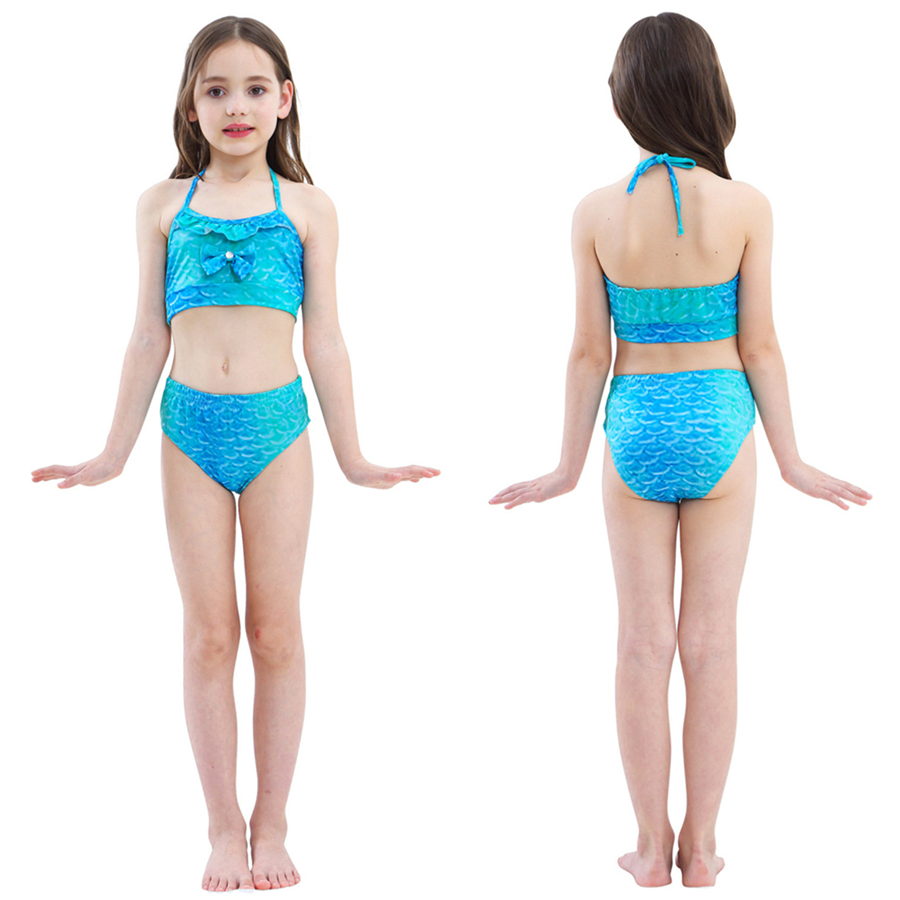 Girls Swimable Mermaid Tail Swimsuit With Diving Monofin Flipper Kids Bikini Swimwear - 18