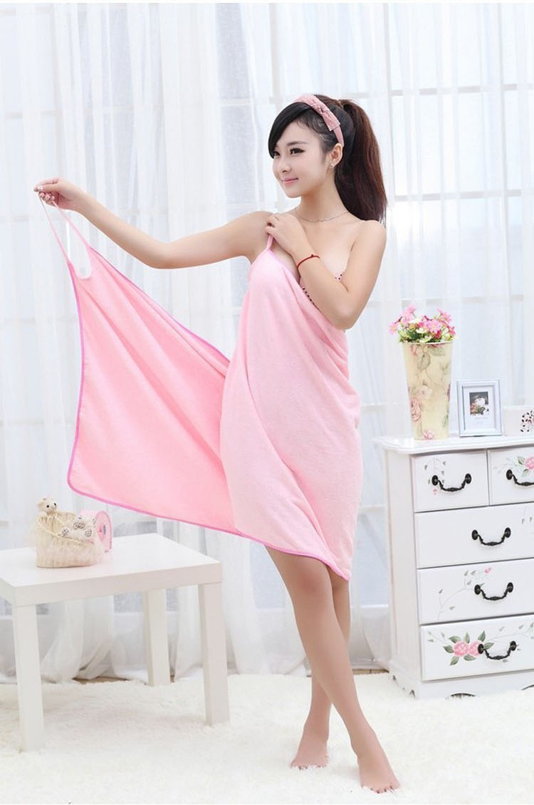 Womens Fast Drying Wearable Towel Robe Dress For Beach Spa Sleep Home Textile Nightwear - 12