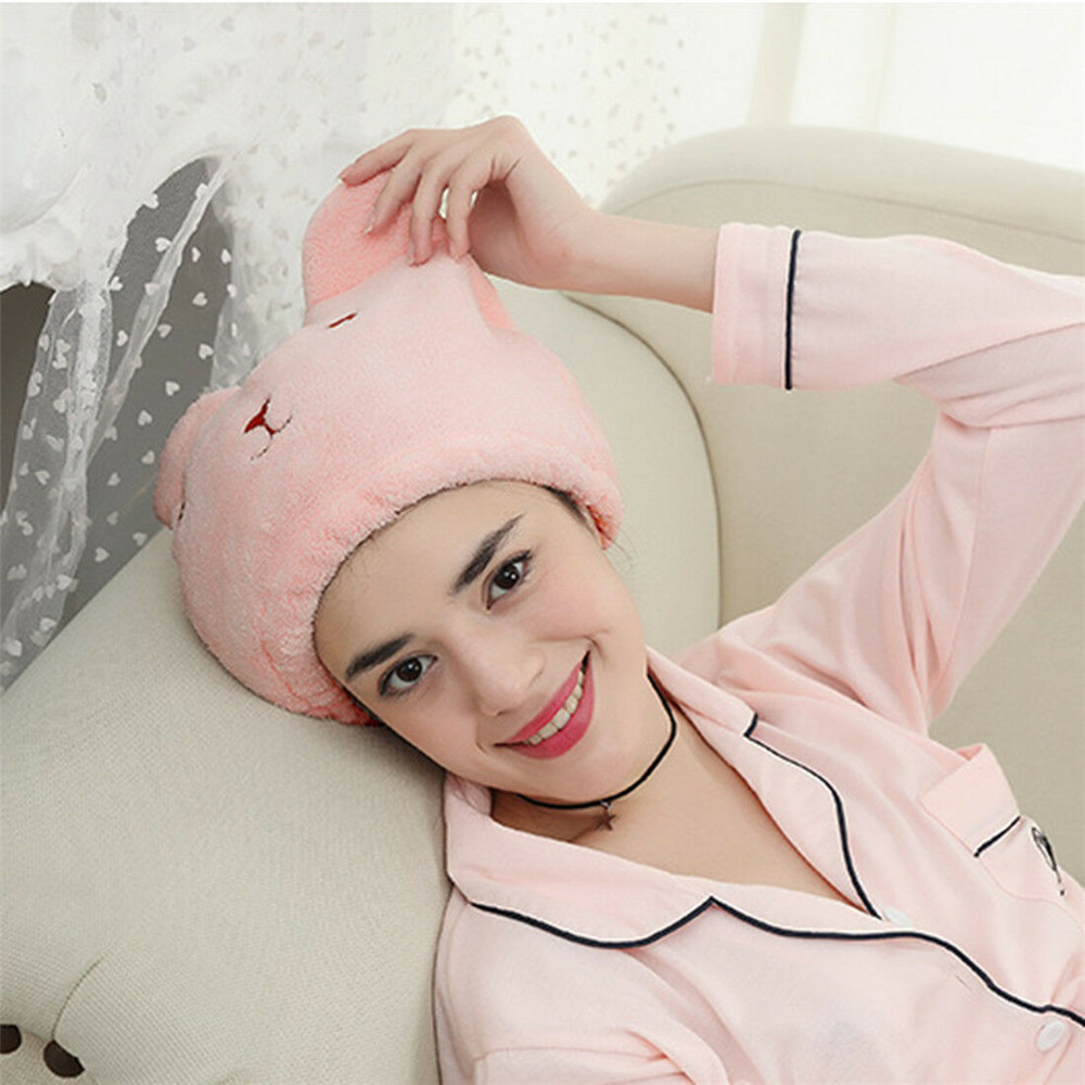 Microfiber Quick Dry Hair Turban Cartoon Shower Cap Bathspa Head Wrap Bathroom Accessories Towel Hat For Bathing - 9