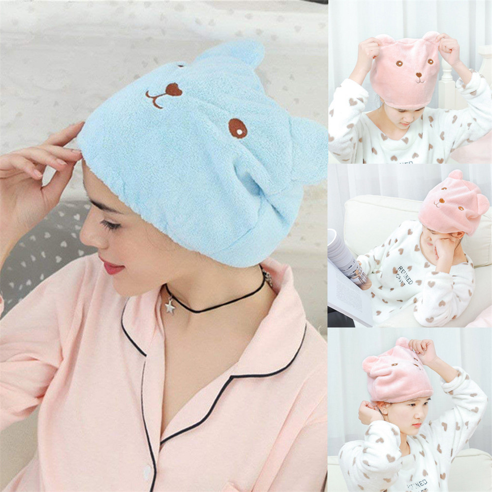 Microfiber Quick Dry Hair Turban Cartoon Shower Cap Bathspa Head Wrap Bathroom Accessories Towel Hat For Bathing - 8