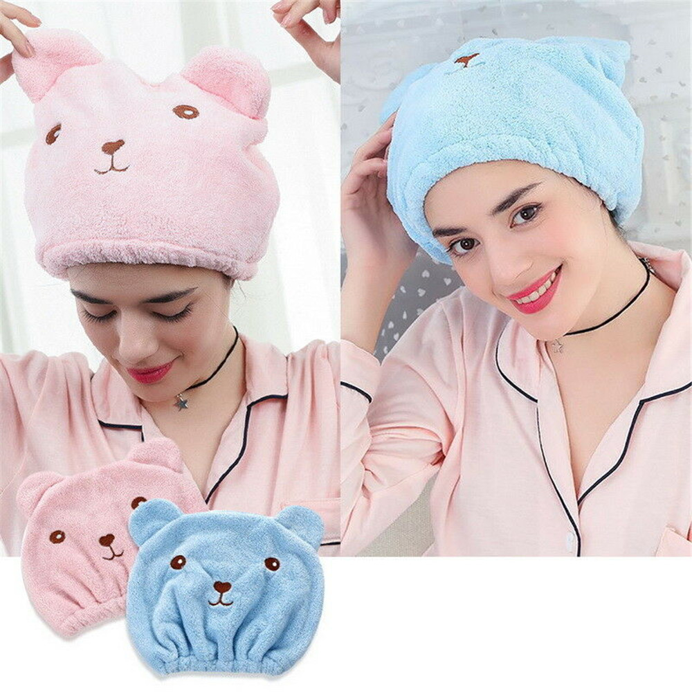 Microfiber Quick Dry Hair Turban Cartoon Shower Cap Bathspa Head Wrap Bathroom Accessories Towel Hat For Bathing - 4