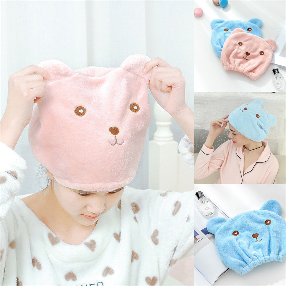 Microfiber Quick Dry Hair Turban Cartoon Shower Cap Bathspa Head Wrap Bathroom Accessories Towel Hat For Bathing - 3