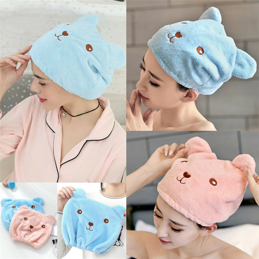 Microfiber Quick Dry Hair Turban Cartoon Shower Cap Bathspa Head Wrap Bathroom Accessories Towel Hat For Bathing - 2