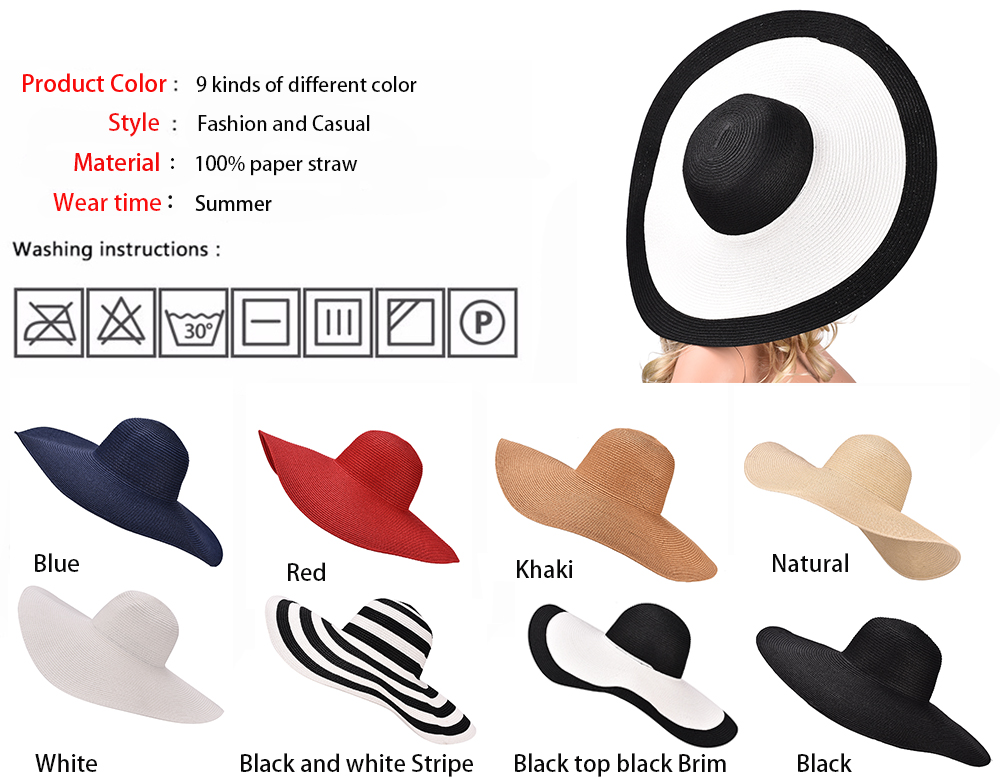 Uv Protective Ladies Summer Beach Sun Hat Wide Brim 71 Paper Straw Kentucky Derby Party Dress Accessory - 1