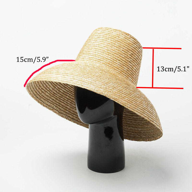 Womens Summer Wide Brim Uv Protection Straw Sun Hat High Top Derby Beach Travel - 3