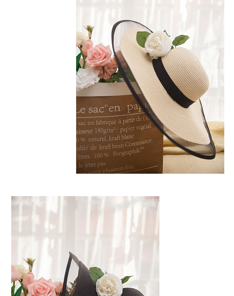 100 Raffia Handmade Sun Hat For Women Large Brim Straw Beach Cap With Black Ribbon Summer Outdoor Laceup Chapeu Feminino - 12