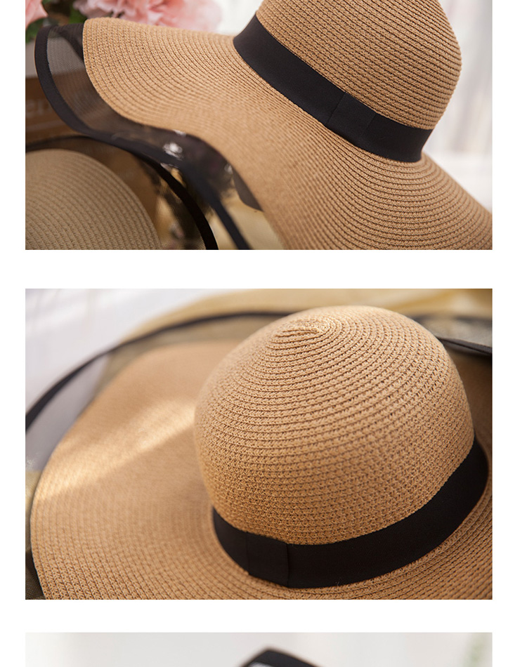 100 Raffia Handmade Sun Hat For Women Large Brim Straw Beach Cap With Black Ribbon Summer Outdoor Laceup Chapeu Feminino - 8