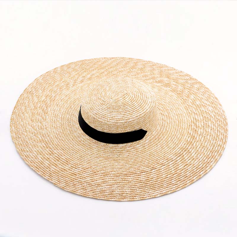 Stylish 18cm Wide Brim Straw Hat With Laceup Ribbon For Women Summer Beach Sun Protection Kentucky Derby - 6